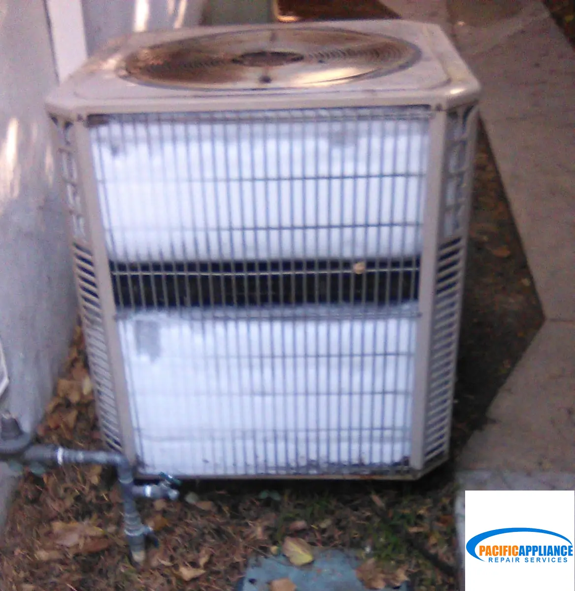The condenser of an air conditioner for repair.