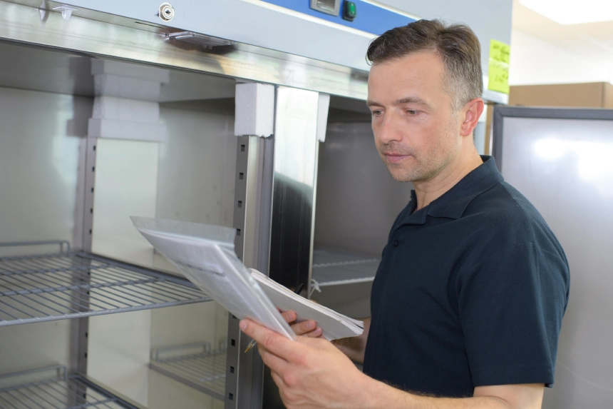 Technician Reviewing Documents